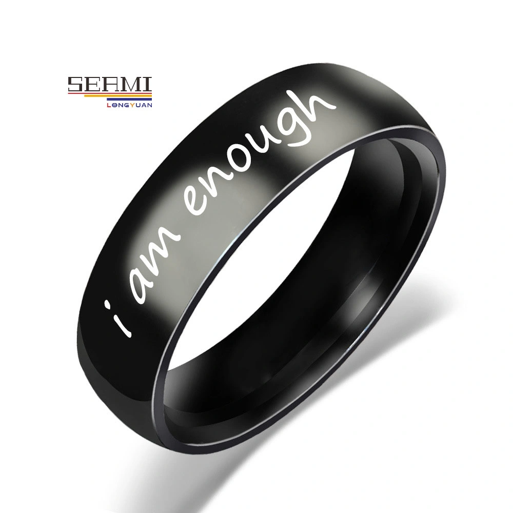 Stainless Steel Ring Arc Surface Titanium Steel Engraved Jewelry Ring
