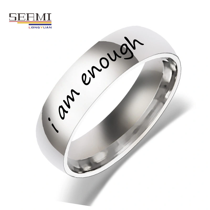 Stainless Steel Ring Arc Surface Titanium Steel Engraved Jewelry Ring