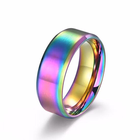 8mm Matte Brushed Titanium Steel Ring Vacuum